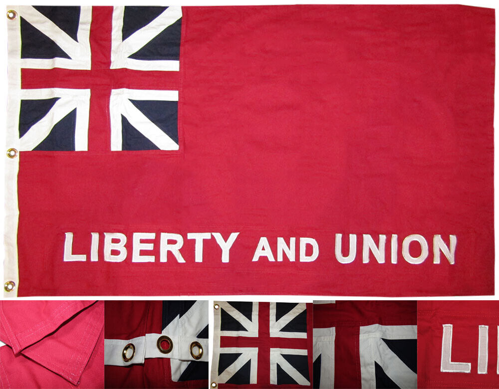 3x5 Embroidered Sewn Liberty and Union Taunton 100% Cotton Flag Banner 2 Clips 