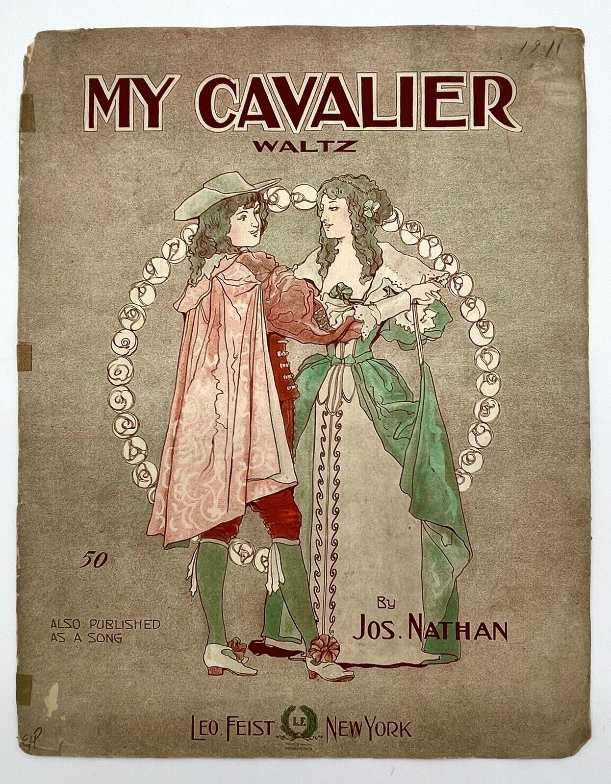 My Cavalier Waltz by Jos Nathan 1911 piano solo Cover art by E H Pfeiffer