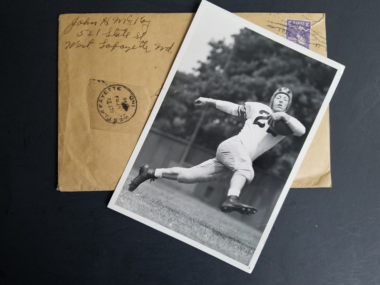 1946 John McKay Purdue University football photo photograph signed envelope