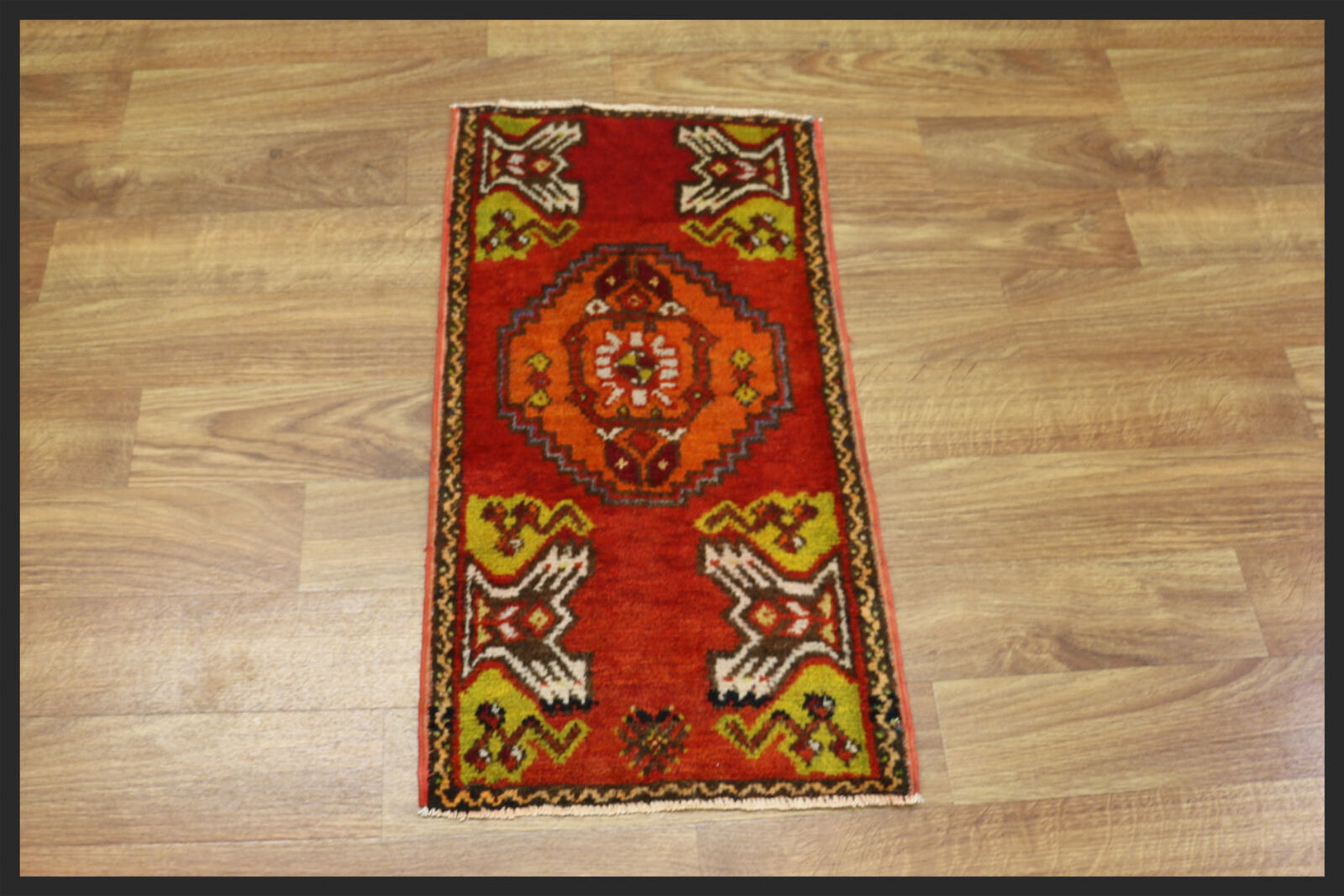 Great Red Antique Turkish Handmade Oushak 2x3 Oriental Area Rug