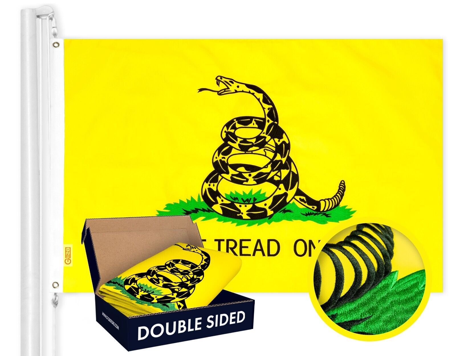 3x5 Gadsden Dont Tread On Me Double Sided 3Ply Embroidered Flag 3'x5' Banner