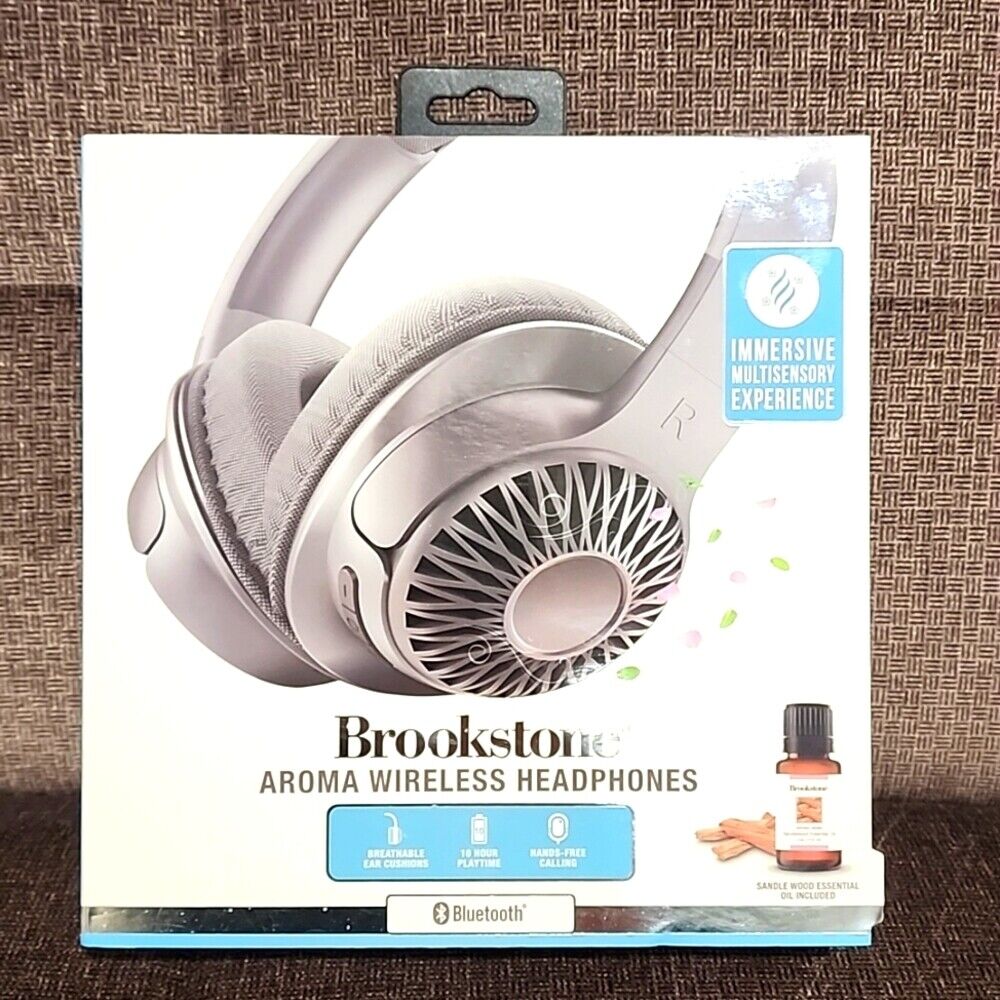 BROOKSTONE wireless bluetooth headphones USB built in microphone mic with aroma