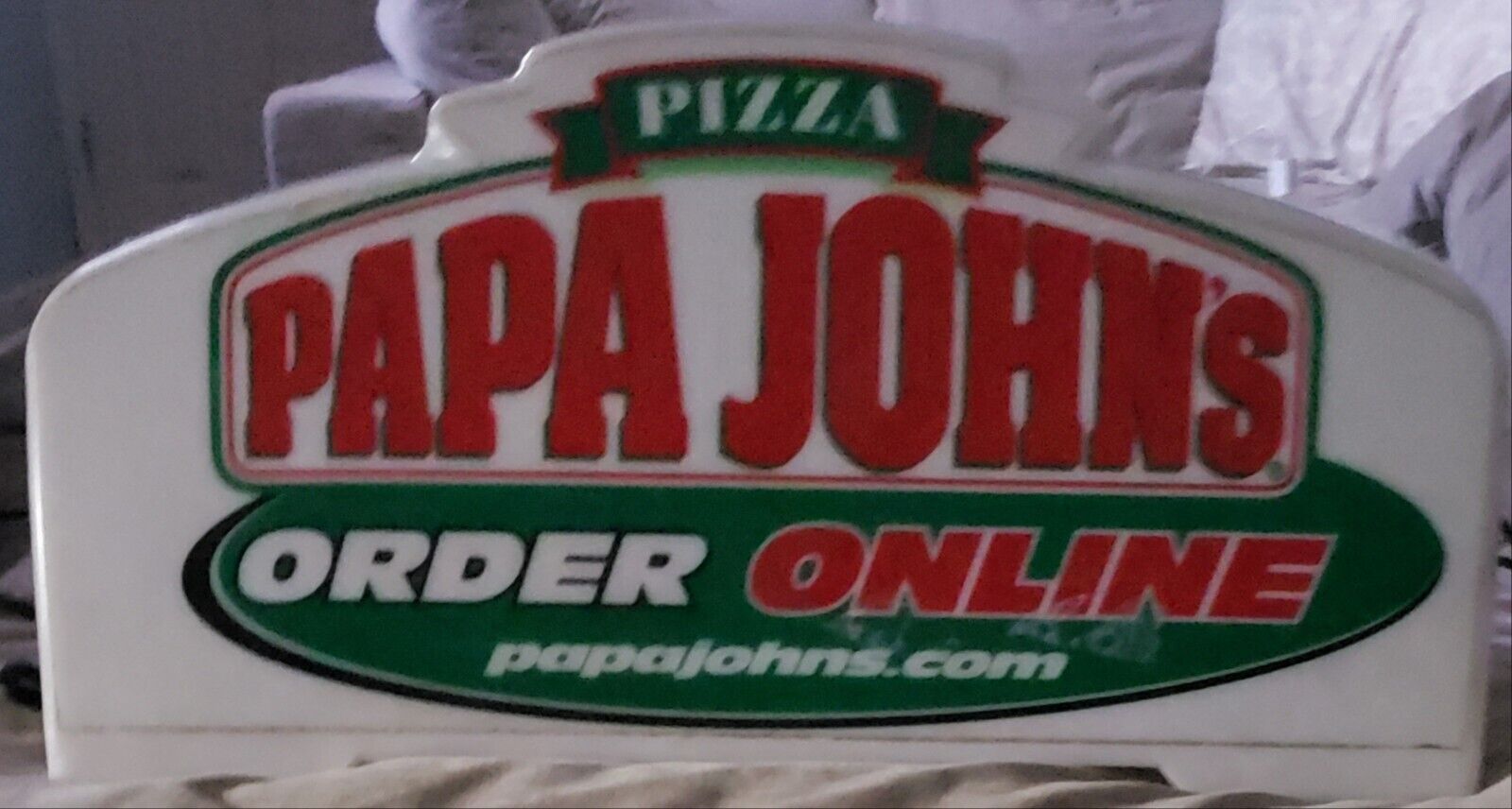 Awesome Vintage Papa John's Pizzas Man Cave Car Sign In Great Working Condition 