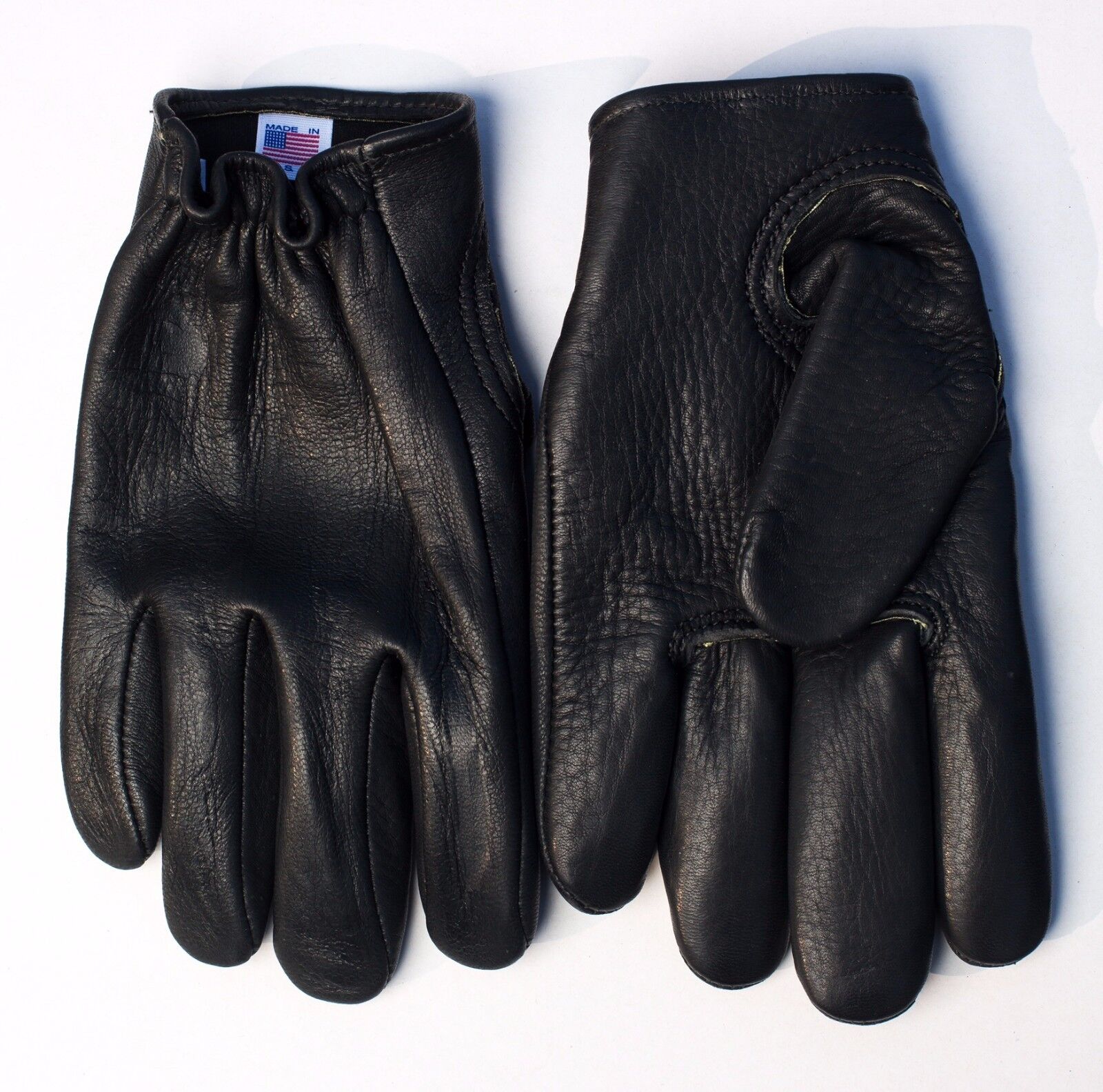 Kevlar-Lined Leather Motorcycle Gloves (Black) - USA MADE -  (USA)