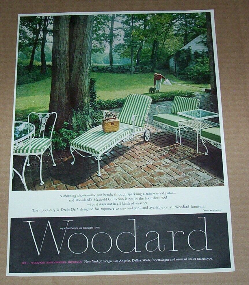 1962 print ad - Woodard Sons wrought iron furniture Owosso Michigan advertising