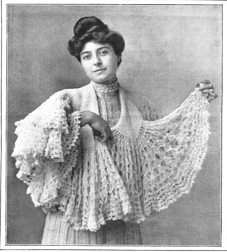 ~ Beautiful Antique Women\'s Circular Shawl Reproduction Crochet Pattern ~