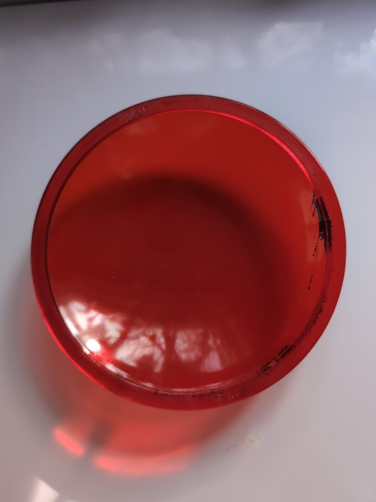 VINTAGE Red KOPP Glass 7 9/16 IN. R. R. ? LIGHT LENS.  Small Chip.
