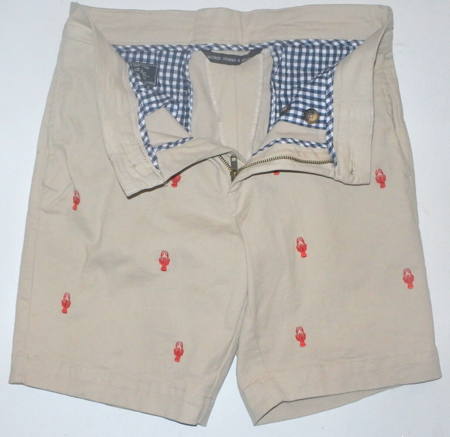 NWOT Men\'s 34 Vintage 1946 Shorts Embroidered Lobsters Stretchy Slim MSRP $95