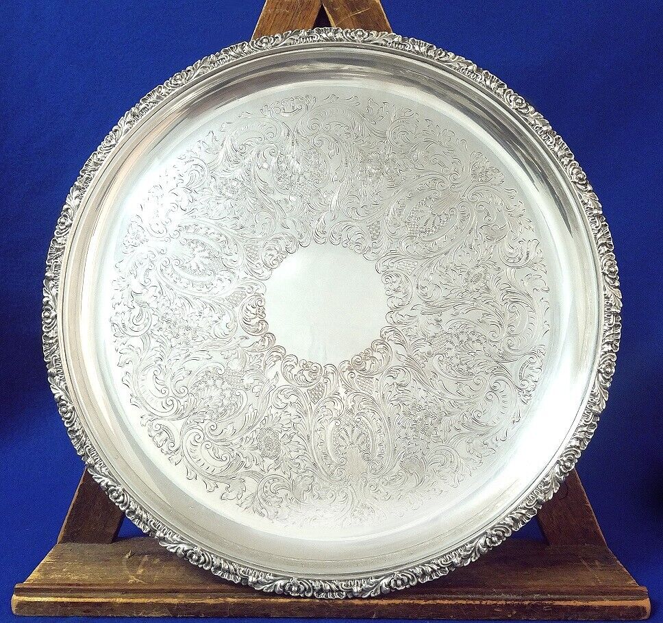 OUTSTANDING ENGLISH BIRKS REGENCY PLATE HEAVY QUALITY SILVER PLATE SERVING TRAY