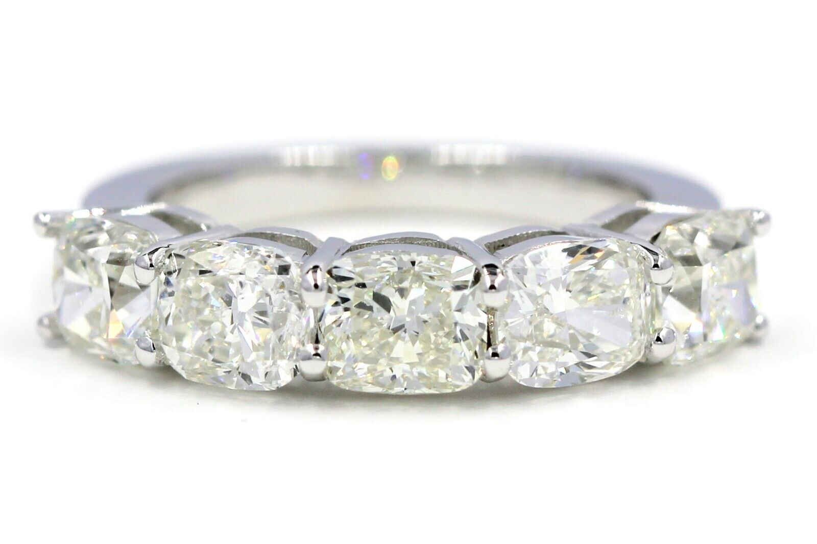 Natural Cushion Cut Diamond 4.18 CT Eternity Band Engagement Ring 18K White Gold