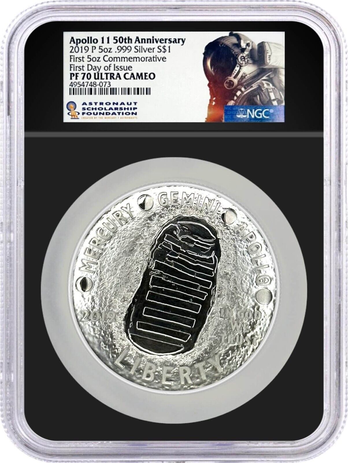 2019 P $1 Apollo 11 50th Anniversary 5oz .999 Silver NGC PF70 Ultra Cameo FDOI