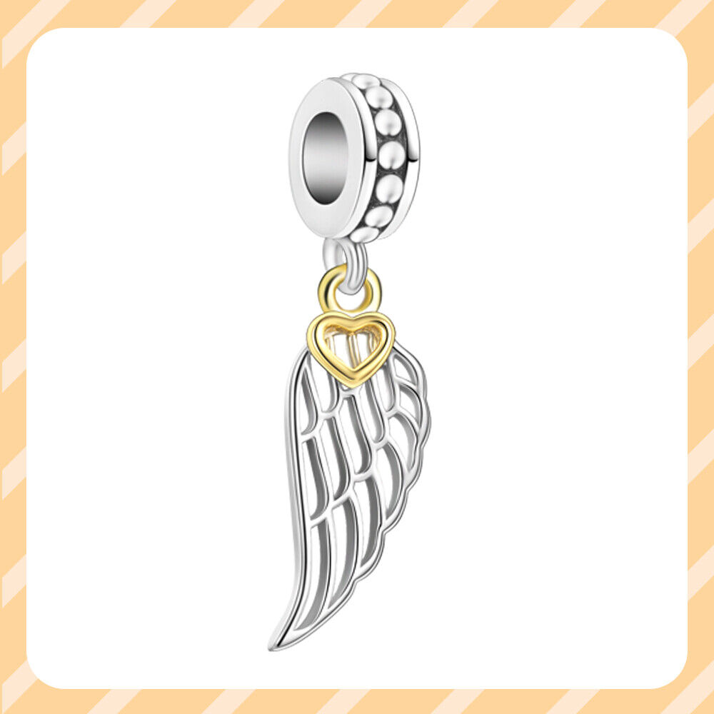New Authentic Angel Wings Love Dangle 925 Sterling Silver Women Bracelet Charm