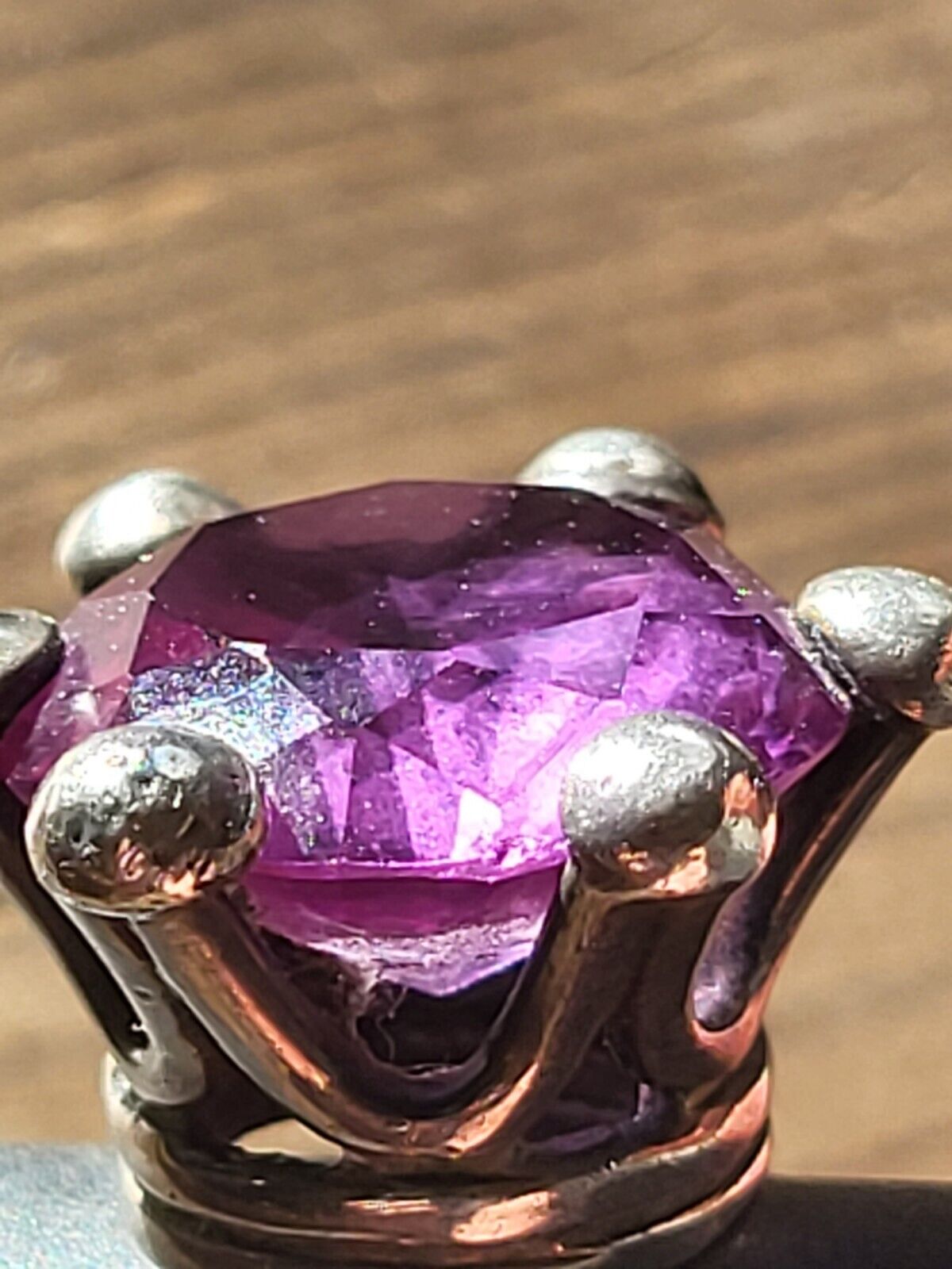 Large Purple Topaz Sterling Ring Size 6.75  Brilliant Cut 7.9g Statement 13.7mm