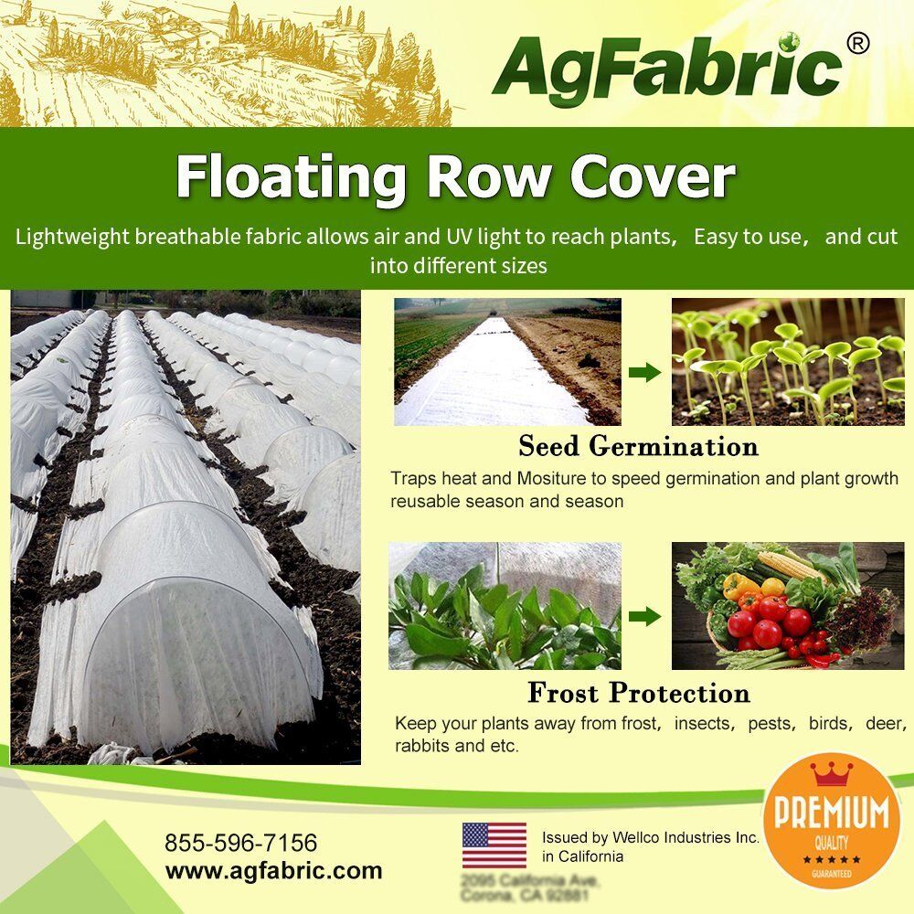 Agfabric Floating Row Cover Frost Blanket Garden Fabric Cover 0.55oz 10ft x100ft