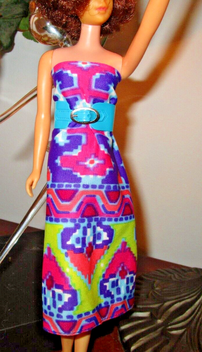 Vintage Barbie  Francie Tricot Psychedelic Dress w Mood Matchers Belt (Mattel)