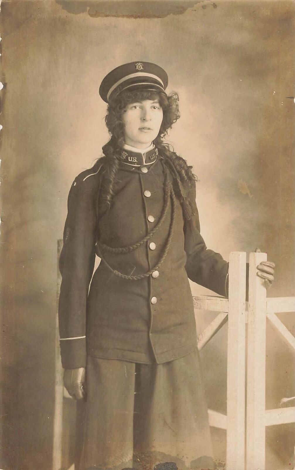 WW1 rppc FEMALE Soldier Motor Corps NLWS Red Cross Beautiful Young Photo Rare