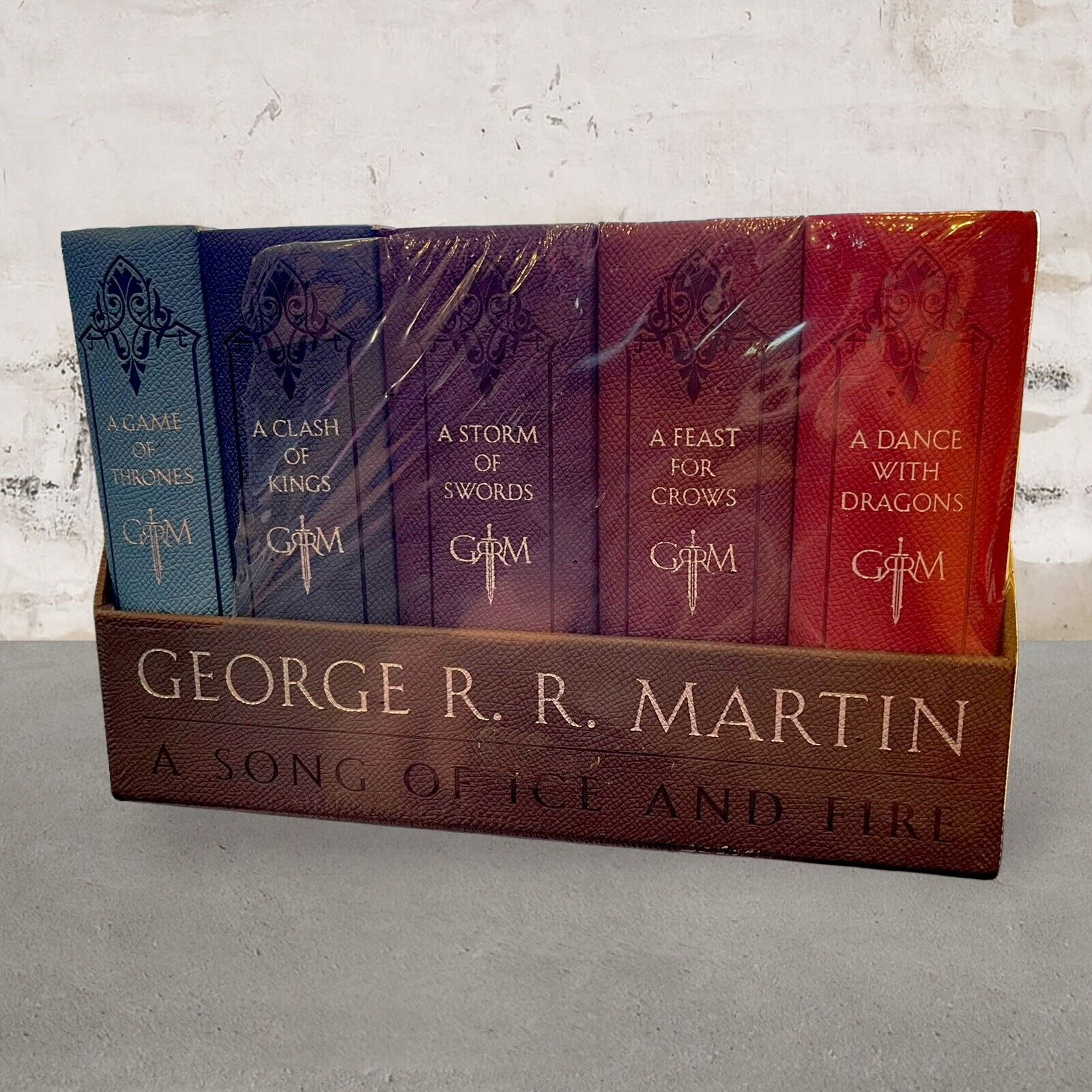 GAME OF THRONES A Song Of Ice & Fire *5 BOOK SET* Leather Bound George RR Martin