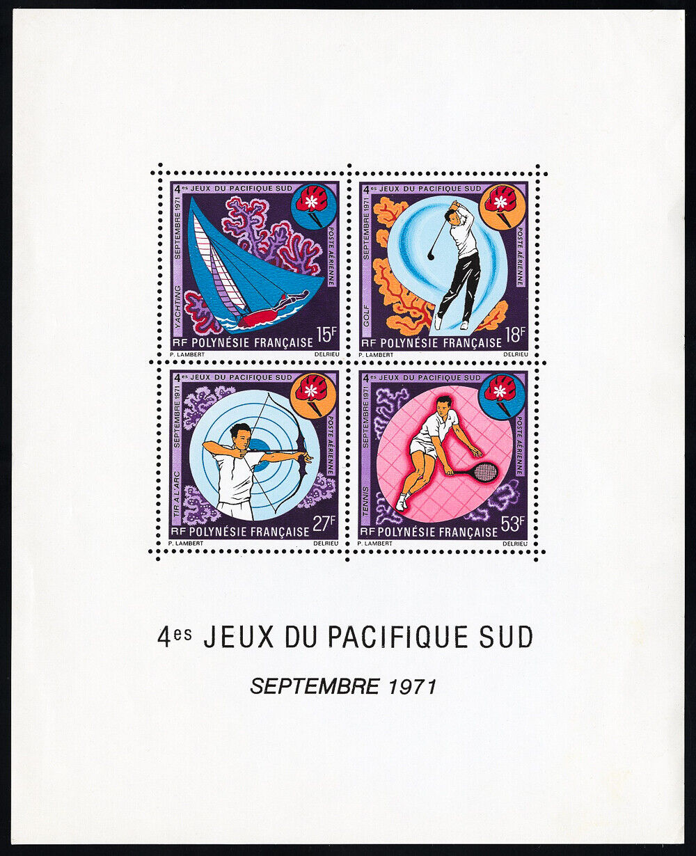 French Polynesia Stamps # C77a MNH XF Souvenir Sheet Scott Value $190.00