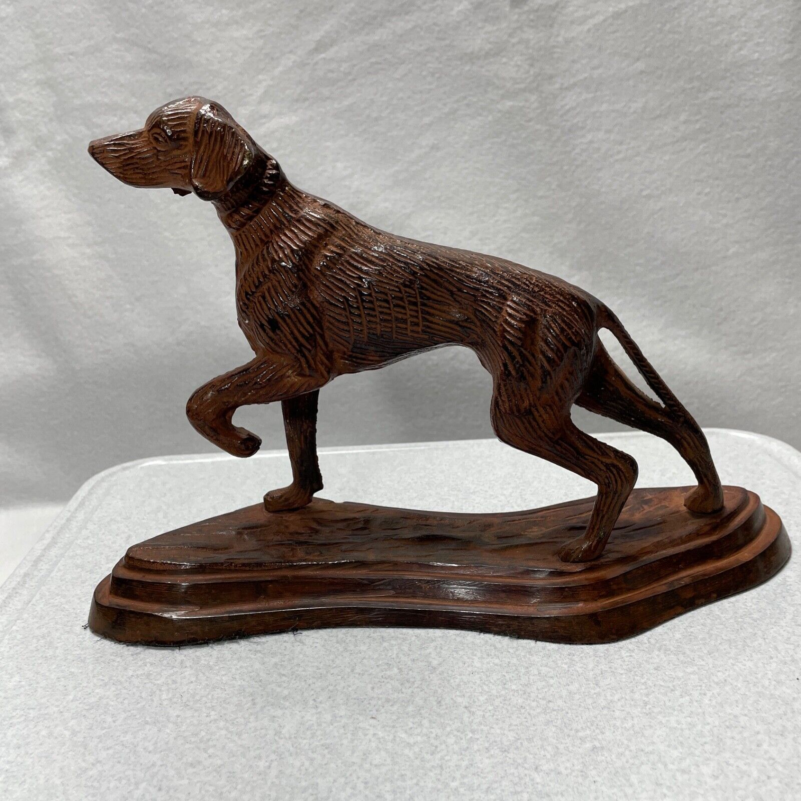 Vintage Bronze Hunting Dog Figurine Sculpture Pointer Hound Setter 7.75Hx12Lx5W