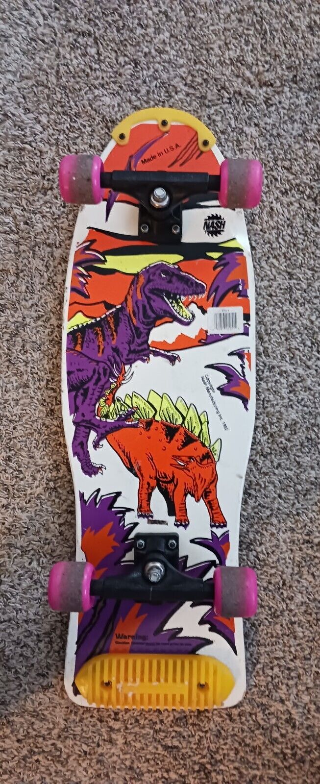 Vintage Nash Skateboard Dinosaur Graphic 1992 Made in USA Used Condition 