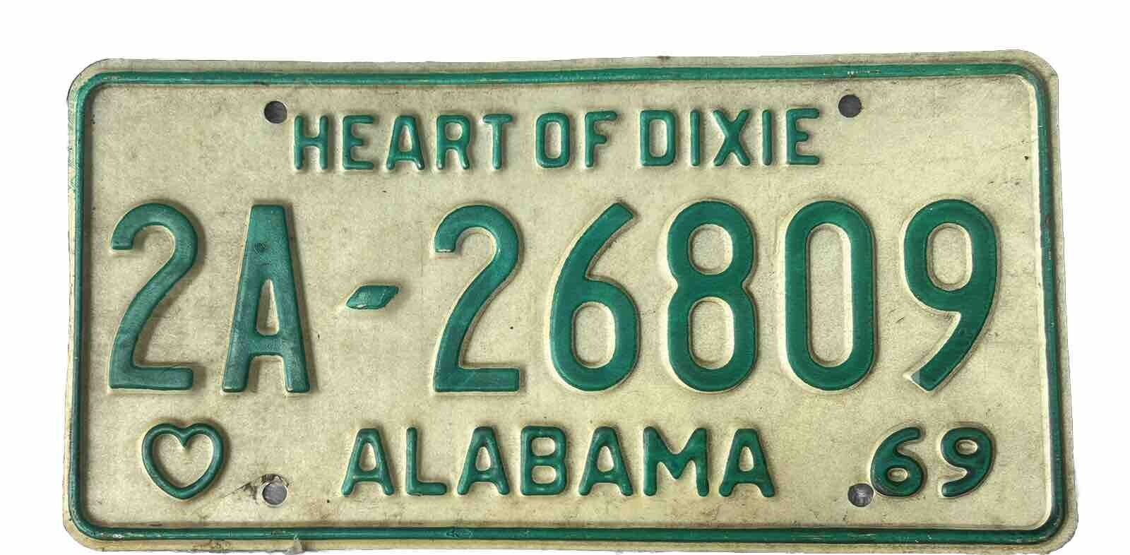Alabama 1969 Vintage License Plate Mobile County Heart Of Dixie