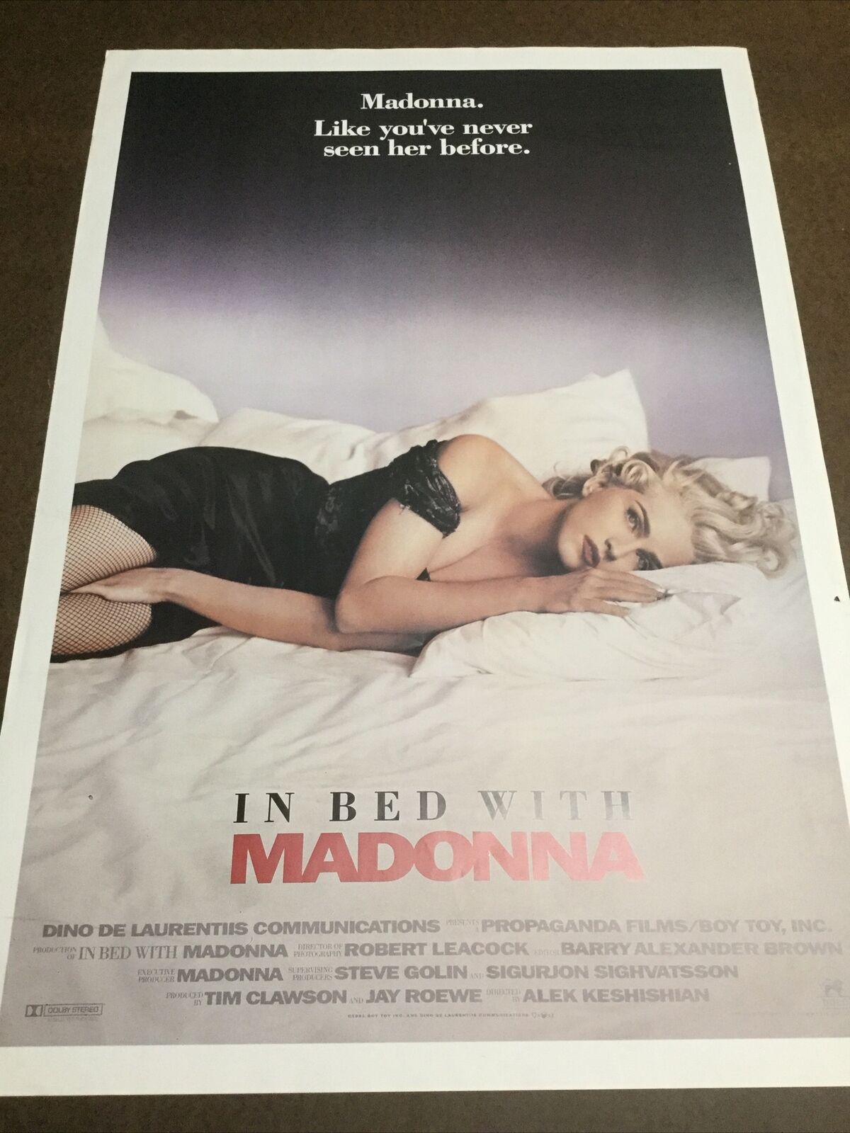 Vintage 1991 In Bed With Madonna Movie Poster 38” X 26” Dino De Laurentiis
