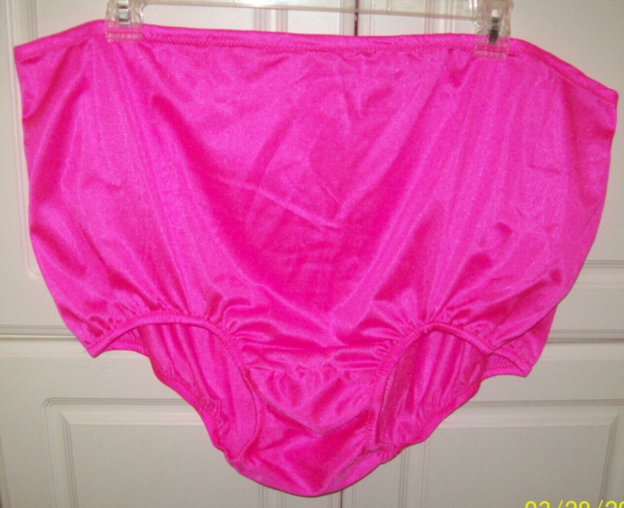 HOT PINK NYLON TRICOT 2 Layer Wider Crotch PANTY * ENCASED BRIEF  46 - 52\