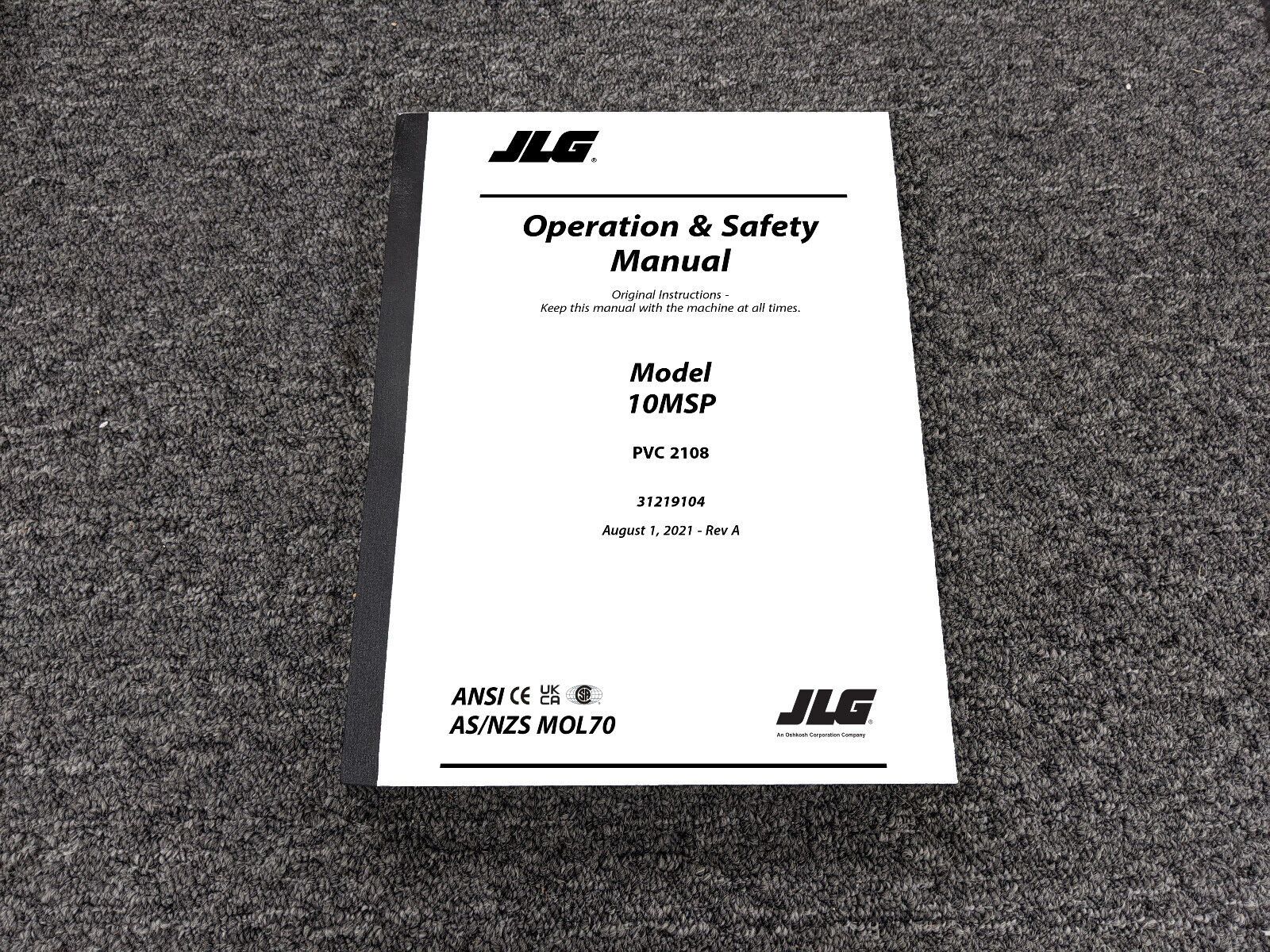 JLG 10MSP Stock Picker PVC 2108 Safety Owner Operator Manual User Guide 31219104