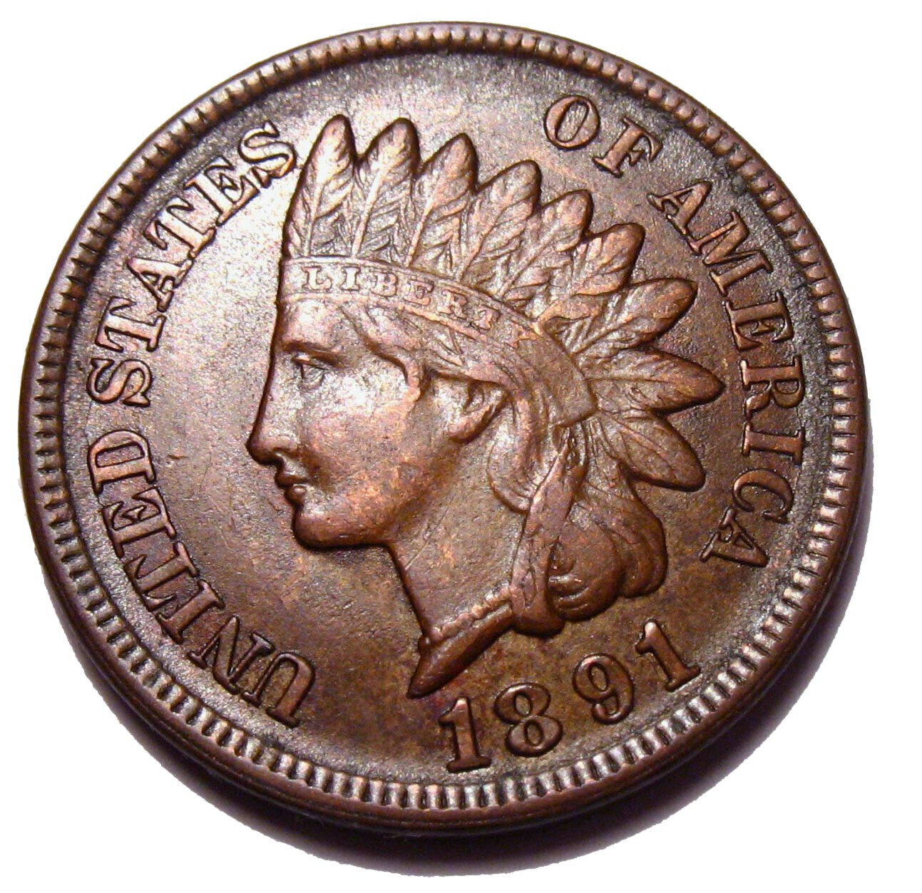 OLD US COINS 1891 INDIAN HEAD CENT PENNY FULL LIBERTY BEAUTY