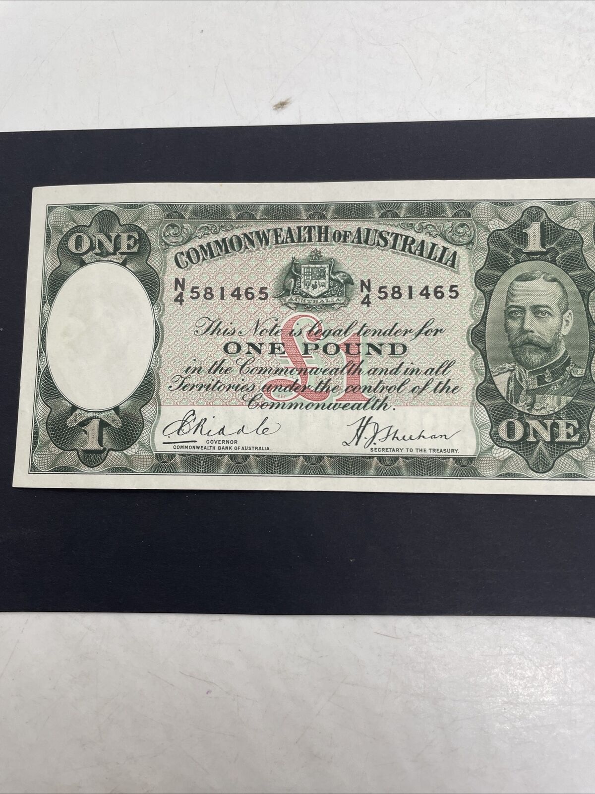 Australian Rare 1933 One Pound Note Riddle/Sheehan N4 581465 Pre Decimal