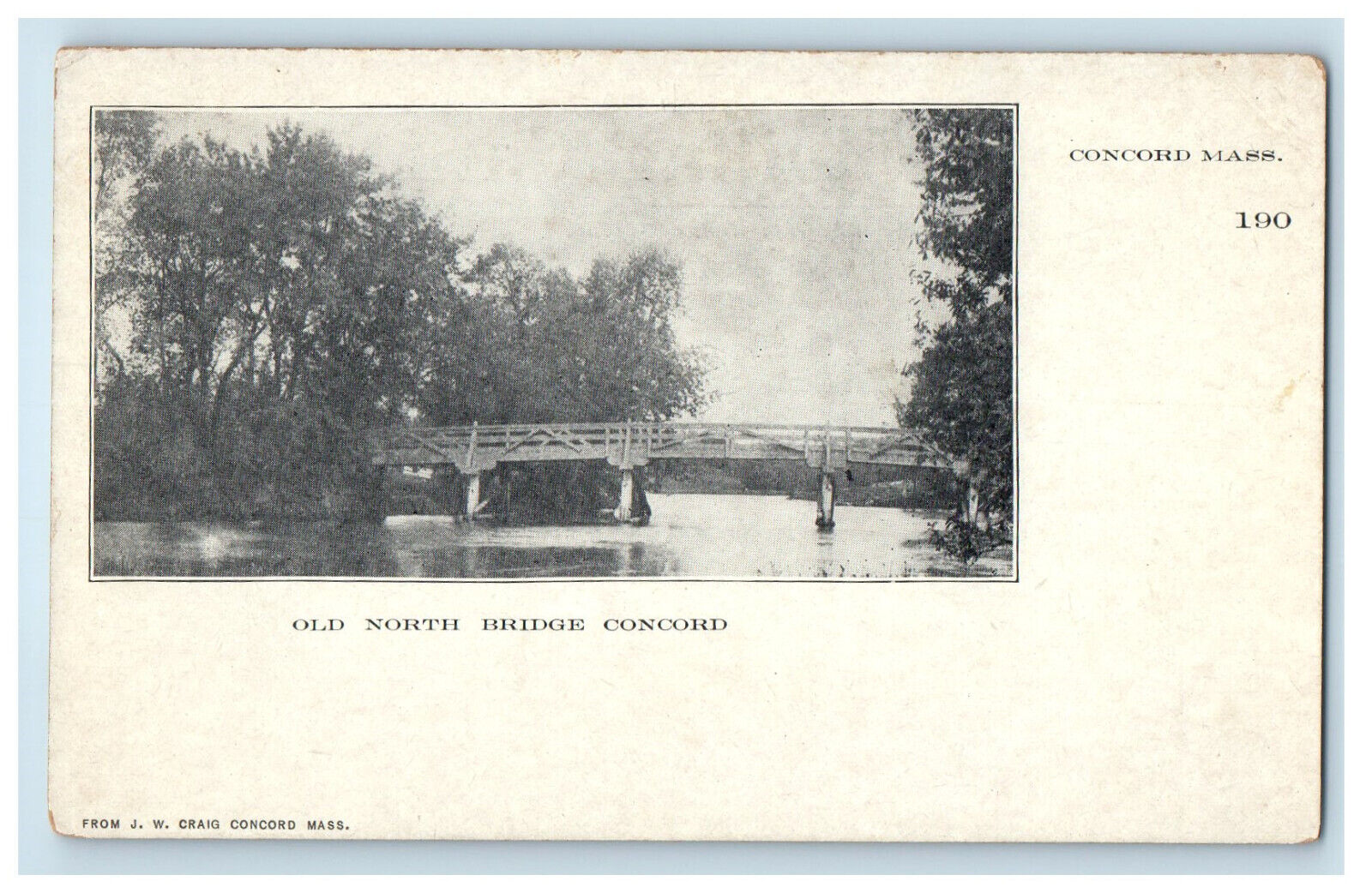 c1900s Old North Bridge Concord Massachusetts MA PMC Unposted Postcard