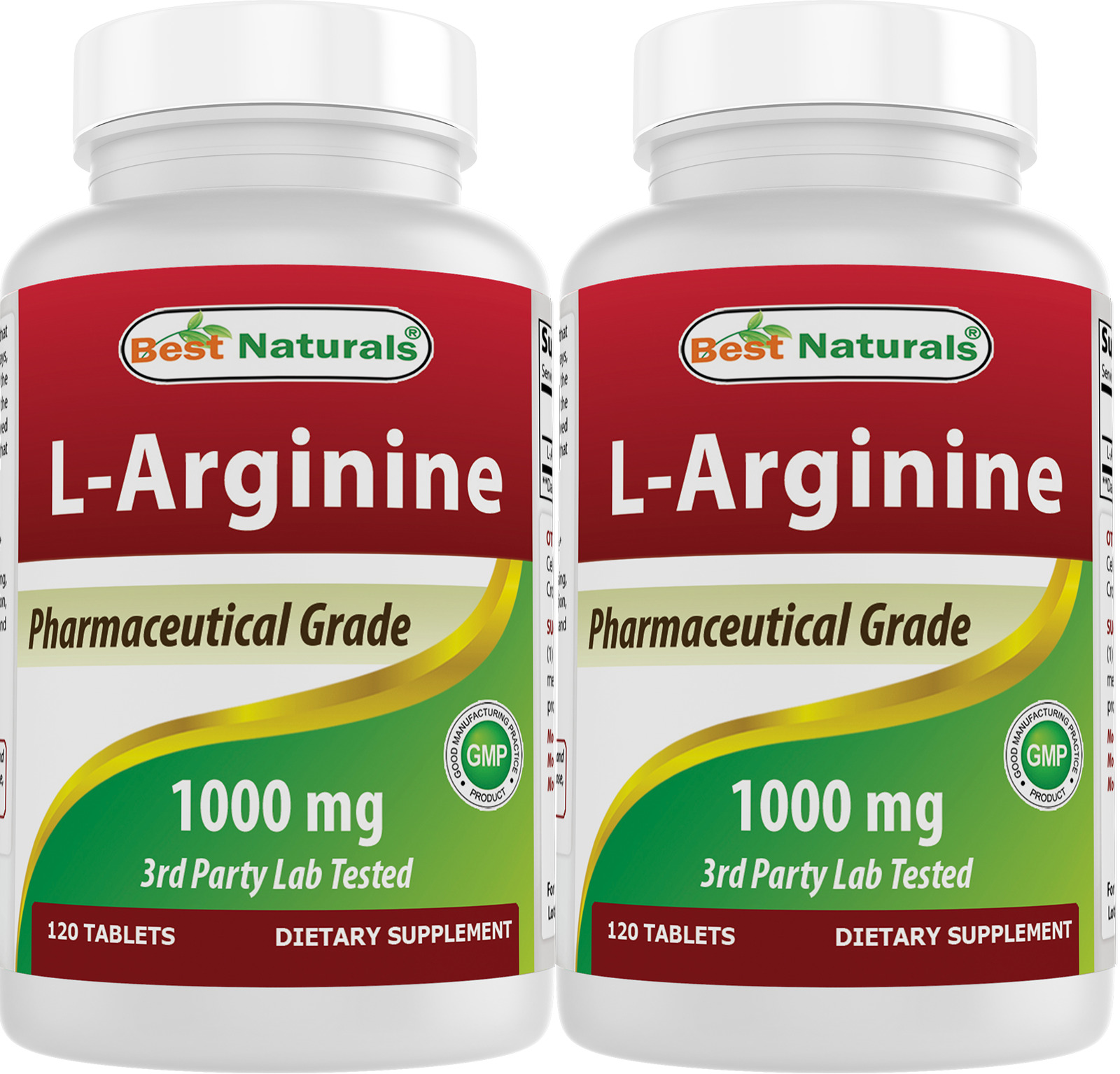 2 Pack Best Naturals L-Arginine 1000mg 120 Tablets