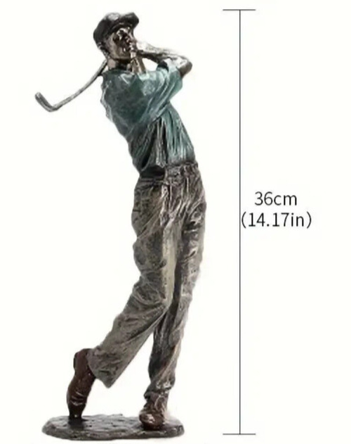 NEW. Classic Old-School Golfer In After-Swing Pose. Figurine Sculpture 14h x 5w