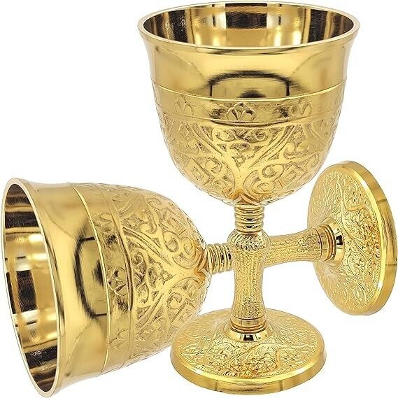 REPLICARTZUS Vintage Brass Gold Plated Roman Chalice Cup of King Arthur Drinking