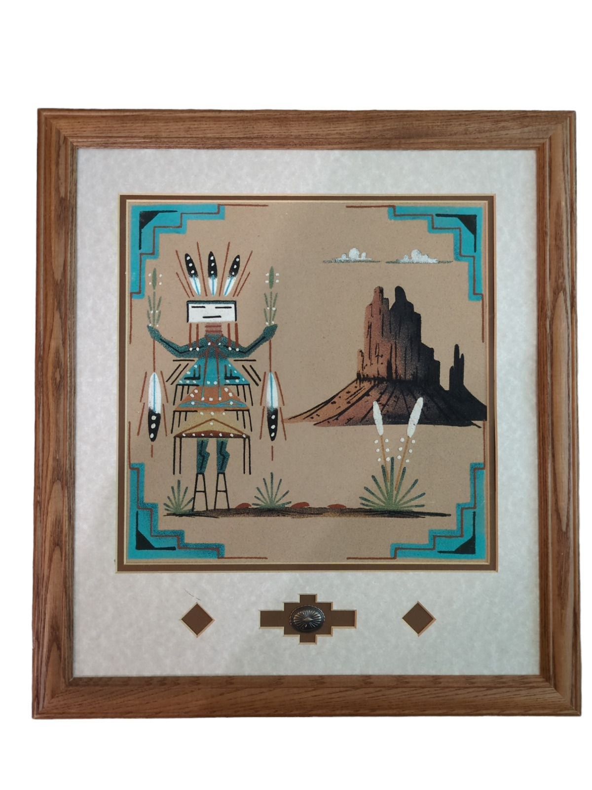 Navajo Sand Painting Framed Native American Handmade Art Signed D Johnson