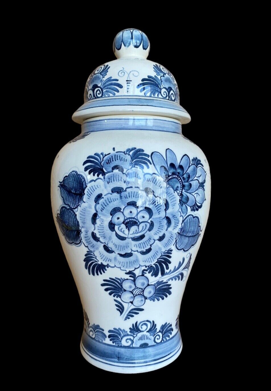 ~STUNNING~ Vintage Delft Blue Apothecary / Ginger Jar w/lid  Hand Painted ~L👀K~
