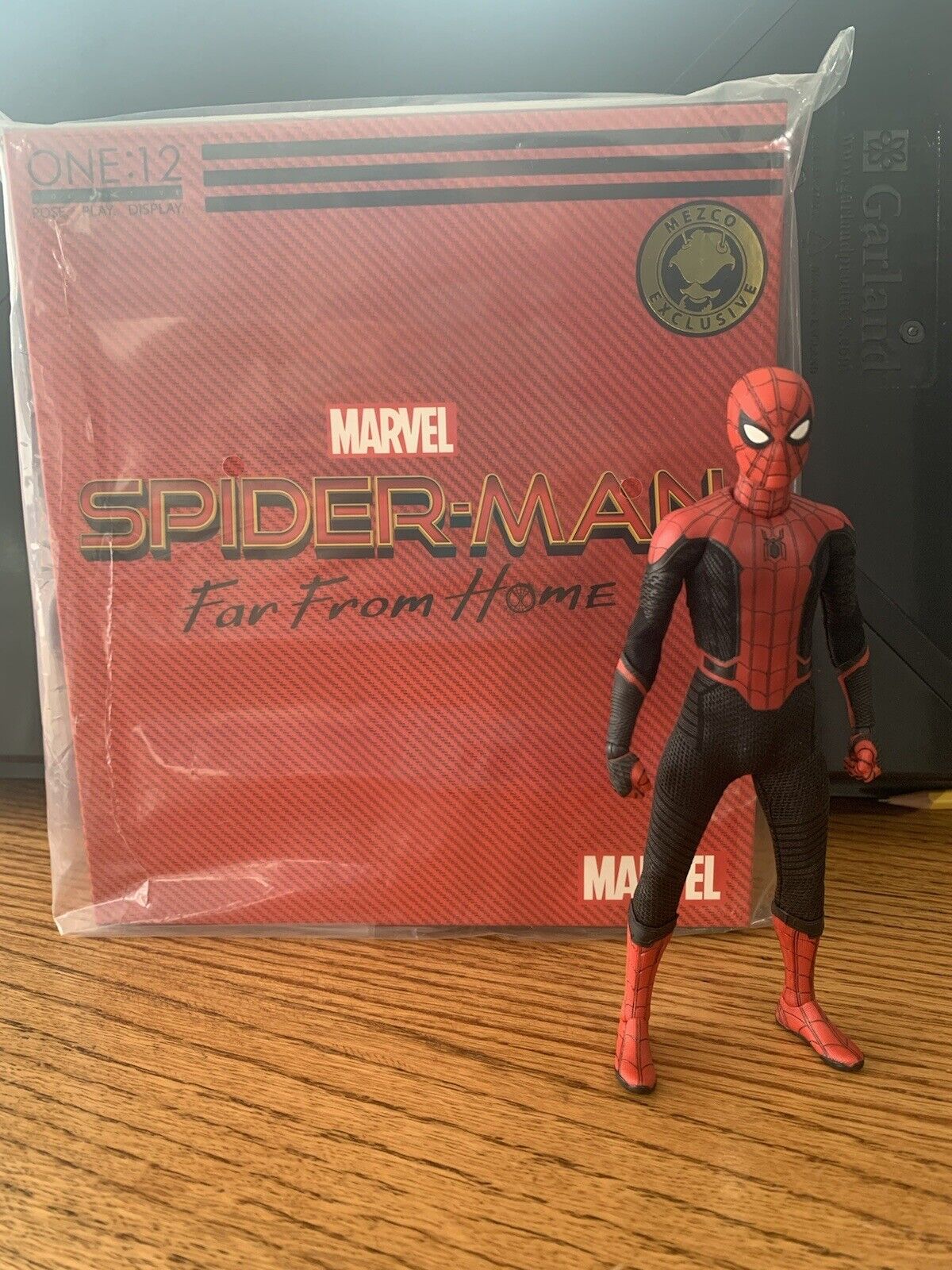 Displayed Mezco One:12 Spiderman Far From Home