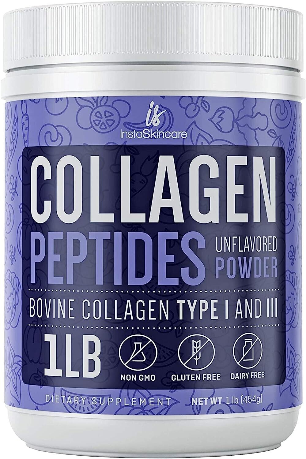 Collagen Peptides Powder Hydrolyzed Protein Types 1&3 Anti-aging Supplement 1 LB