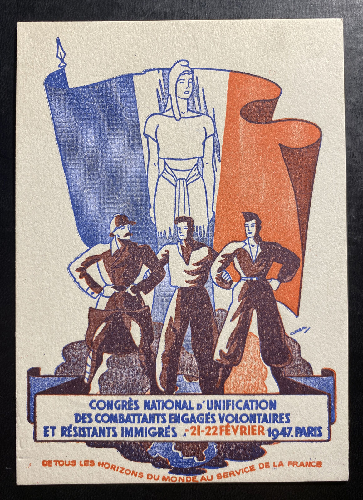 1947 Paris France Patriotic Postcard Cover  National Congress Of Unification