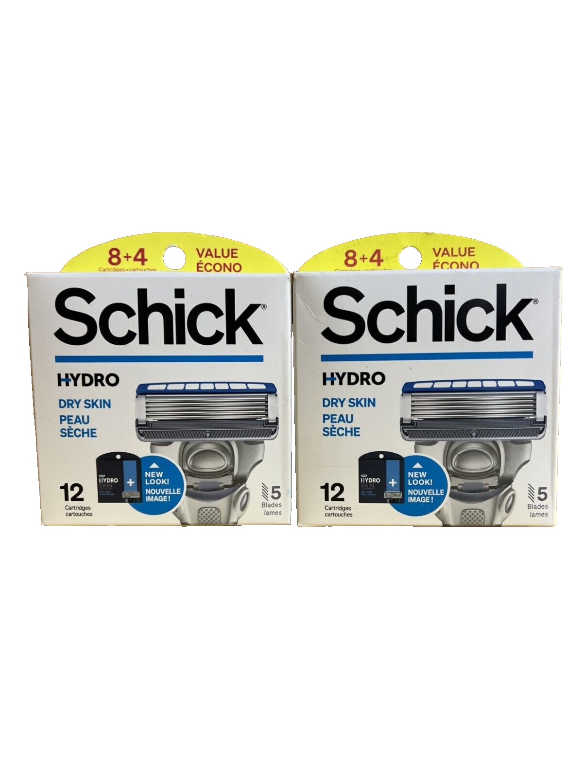 Schick Hydro Dry Skin Men\'s Razor\'s 5 Blades 24 Refillable Cartridges New Box