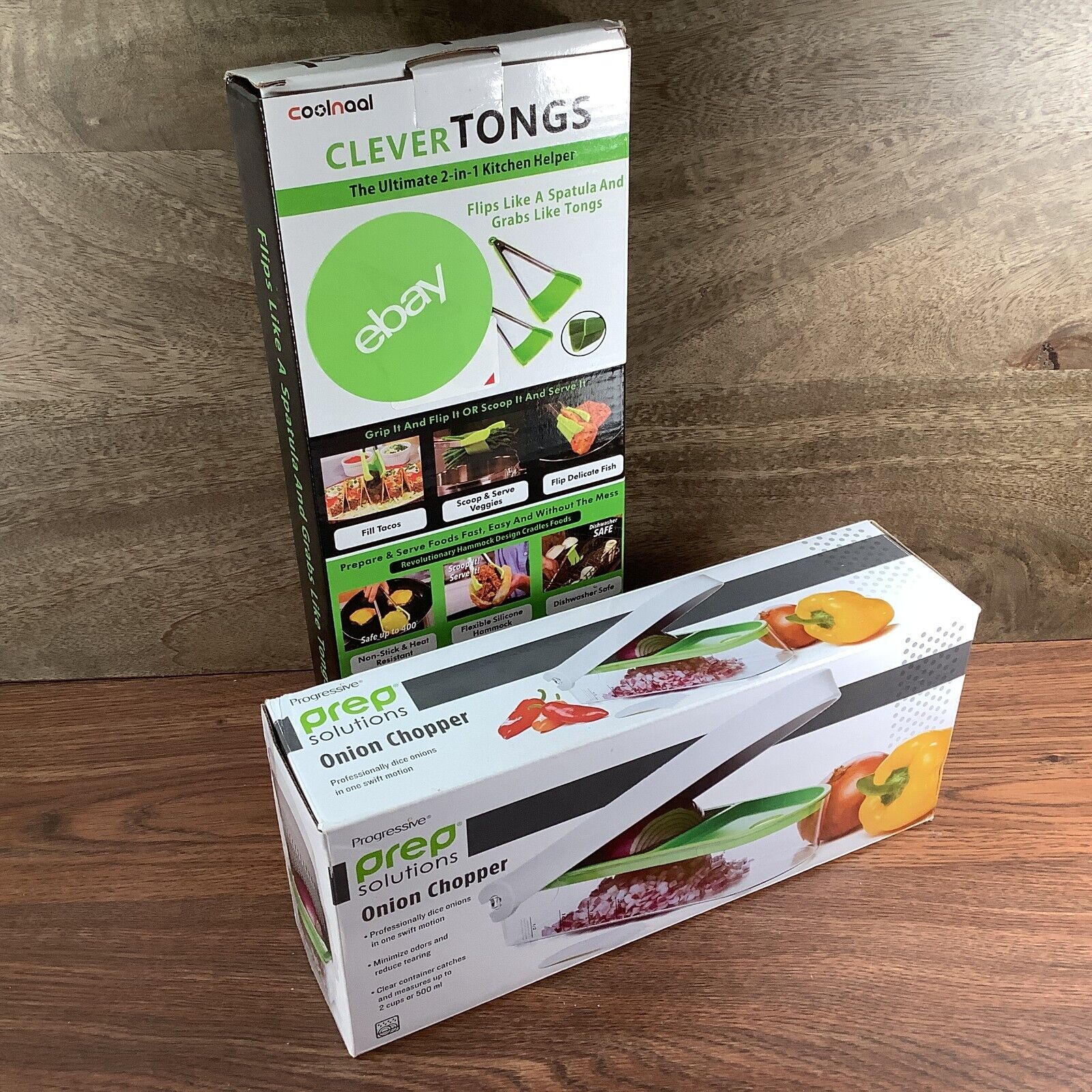 Progressive Prep Solutions Onion Chopper Non-Skid + Box Of 2 Green Clever Tongs