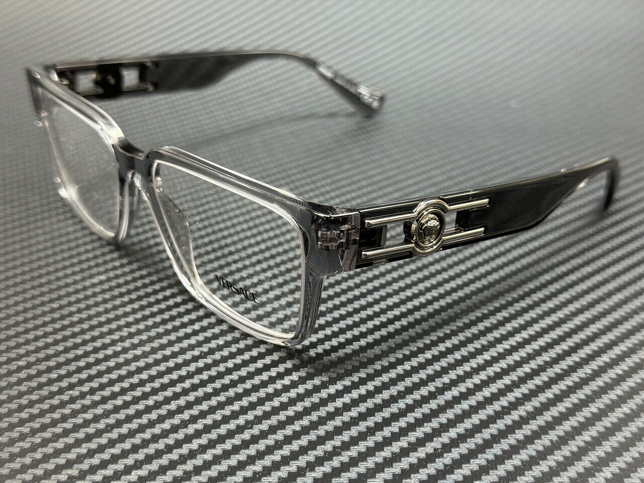 VERSACE VE3346 593 Grey Transparent Men\'s 55 mm Eyeglasses