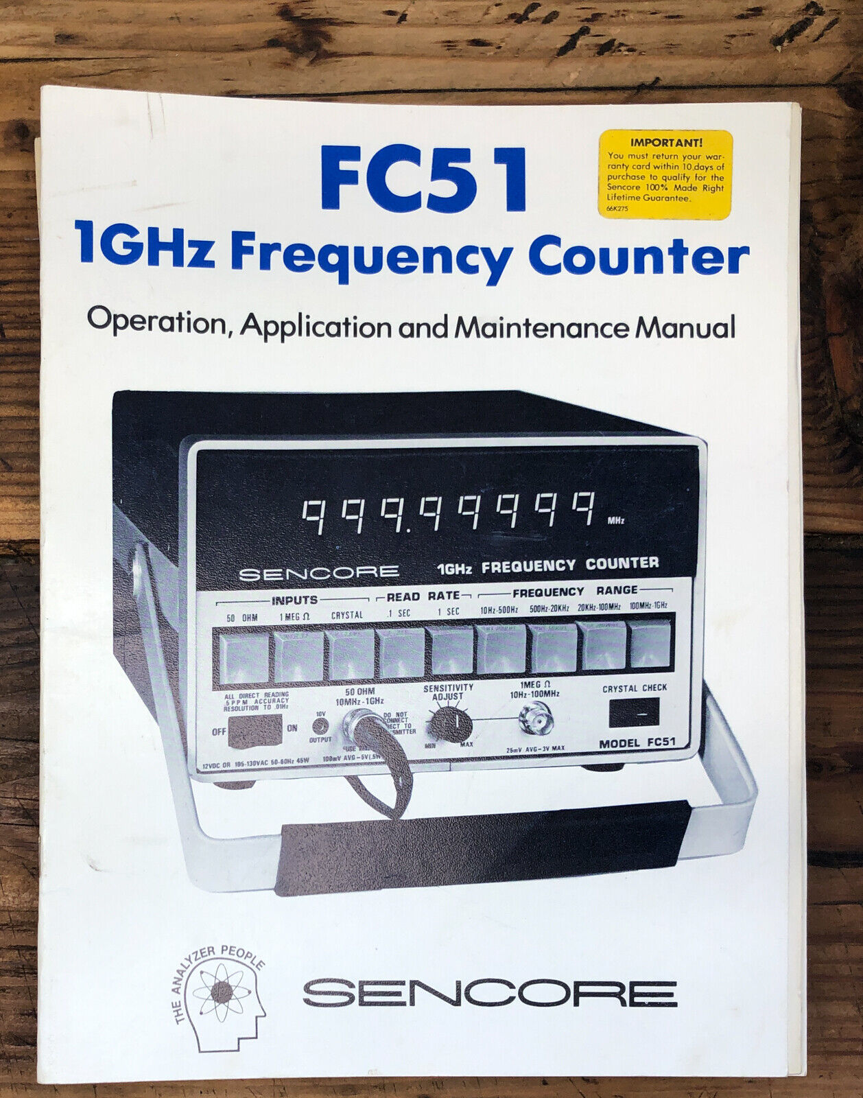 Sencore  FC51 FC-51 Frequency Counter  Owner & Service Manual *Original* #1