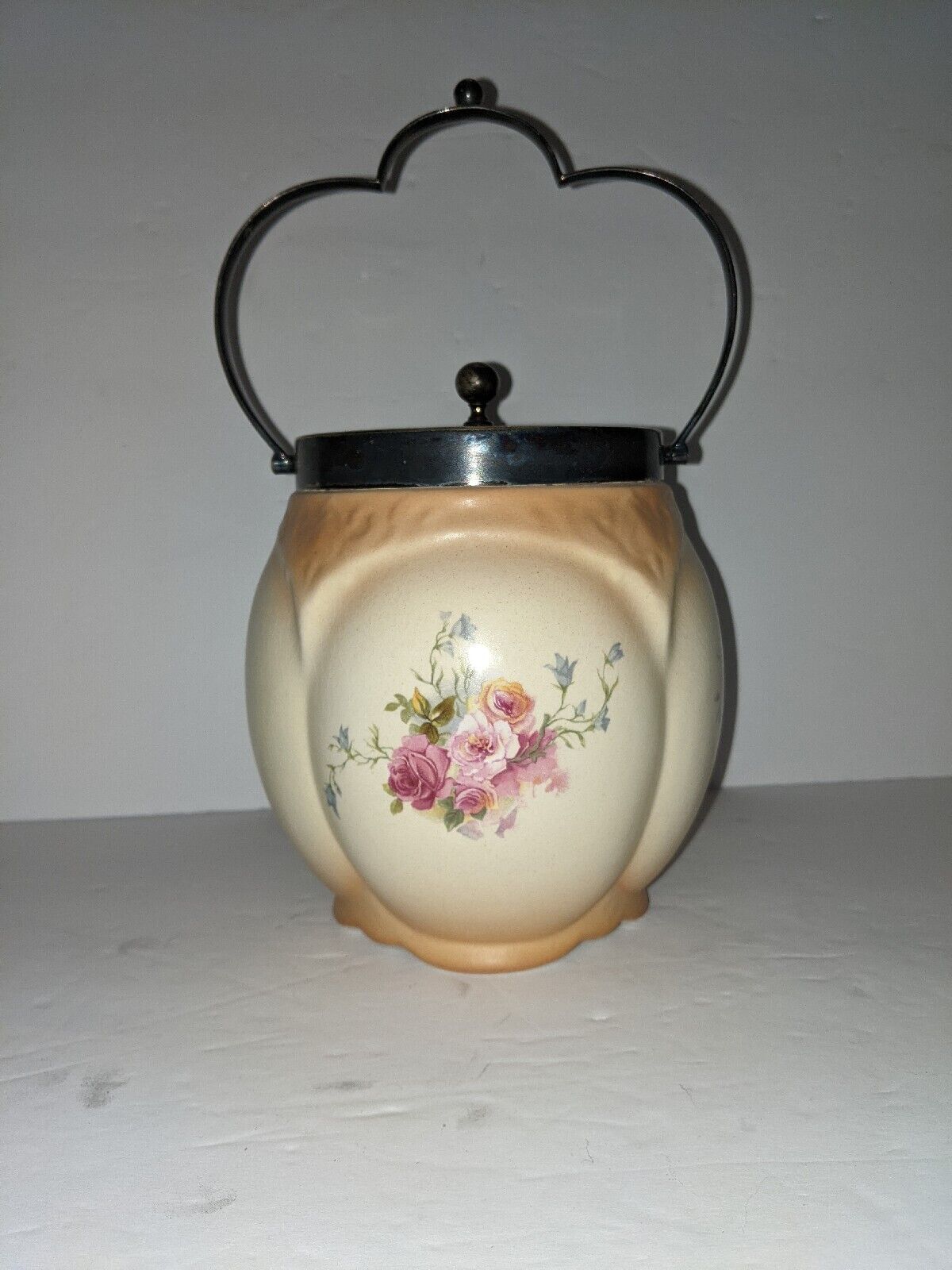 Burslem Floral Biscuit Jar Antique Victorian U.K. Newport Pottery Co.