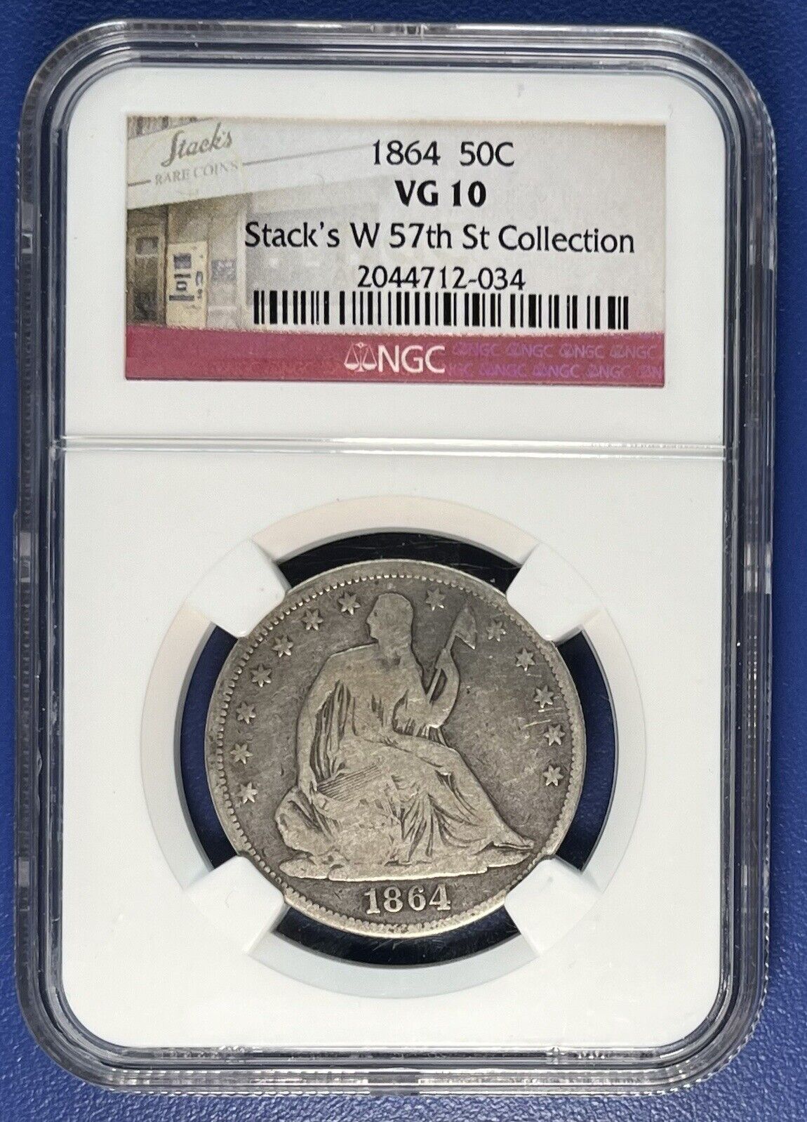 1864 Seated Liberty Half Dollar NGC VG10 Stacks W 57th St Collection RARE #73897