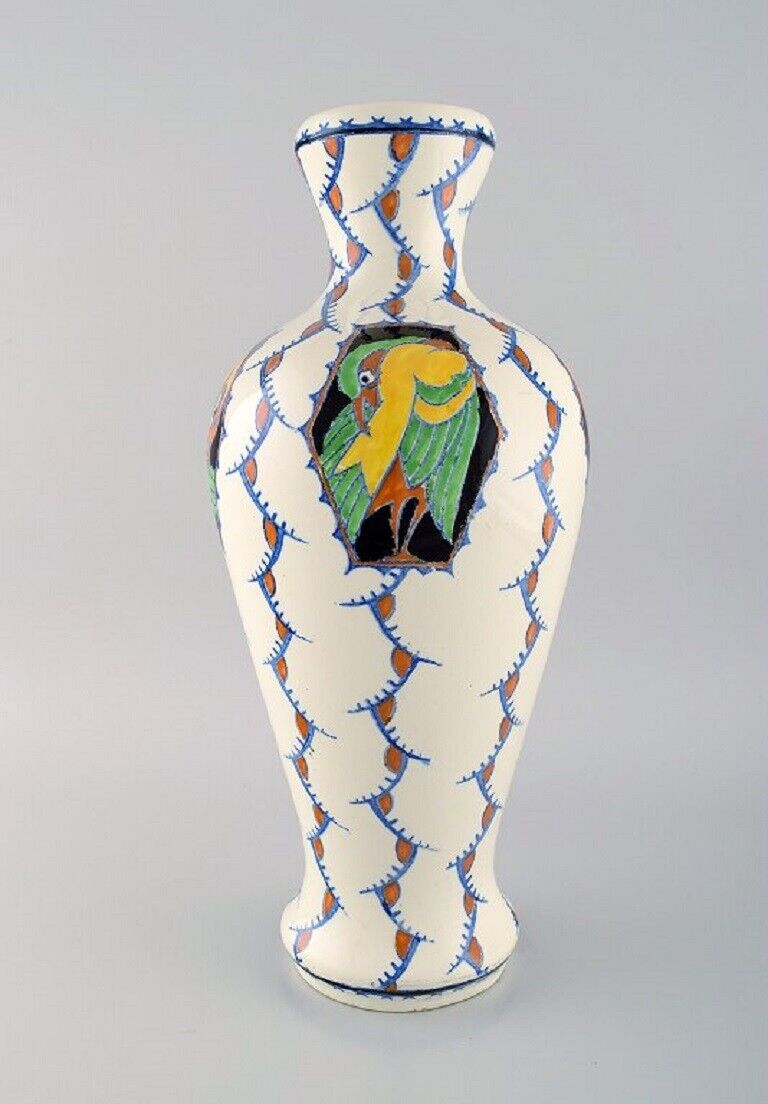 Boch Freres Keramis, Belgium. Large Art Deco vase in glazed ceramics.