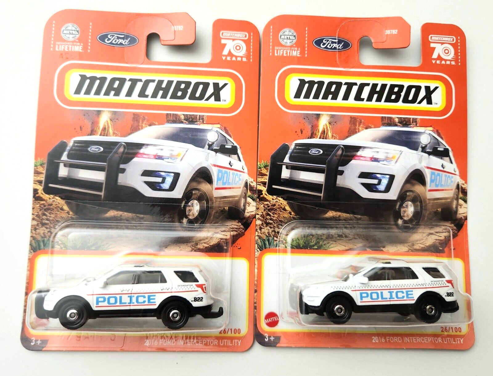 Matchbox 2016 Ford Interceptor Utility White #26 26/100 - 2023 Basic -2pcs