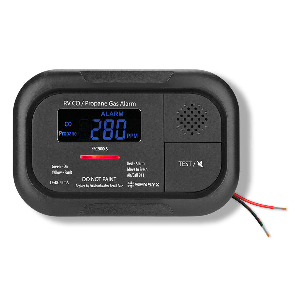 Digital RV Carbon Monoxide & Propane Dual Gas Alarm - Hard-Wired DC 12V, LCD