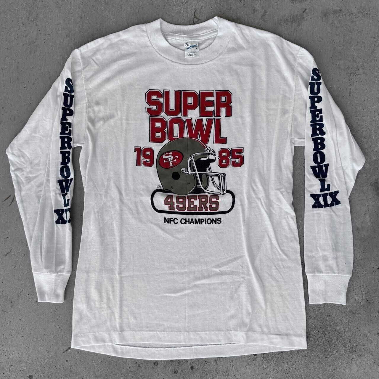 Vintage 1985 Super Bowl XIX San Francisco 49ers Long Sleeve T Shirt M NFL Sports