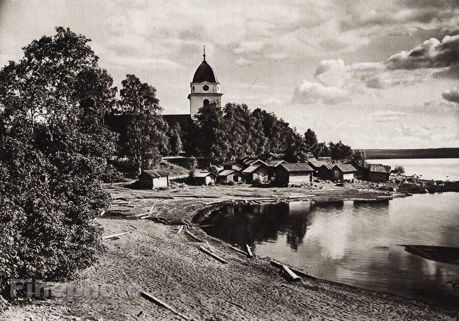1924 Vintage SCANDINAVIA Photo Art Sweden Rattvik Church Siljan Lake Landscape